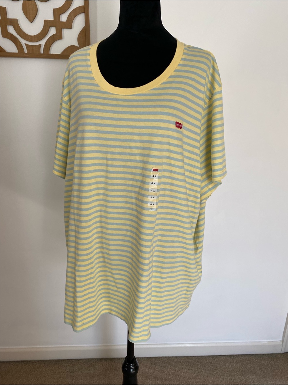 Levi's Pale Yellow and Light Blue Stripe Crewneck Tee
